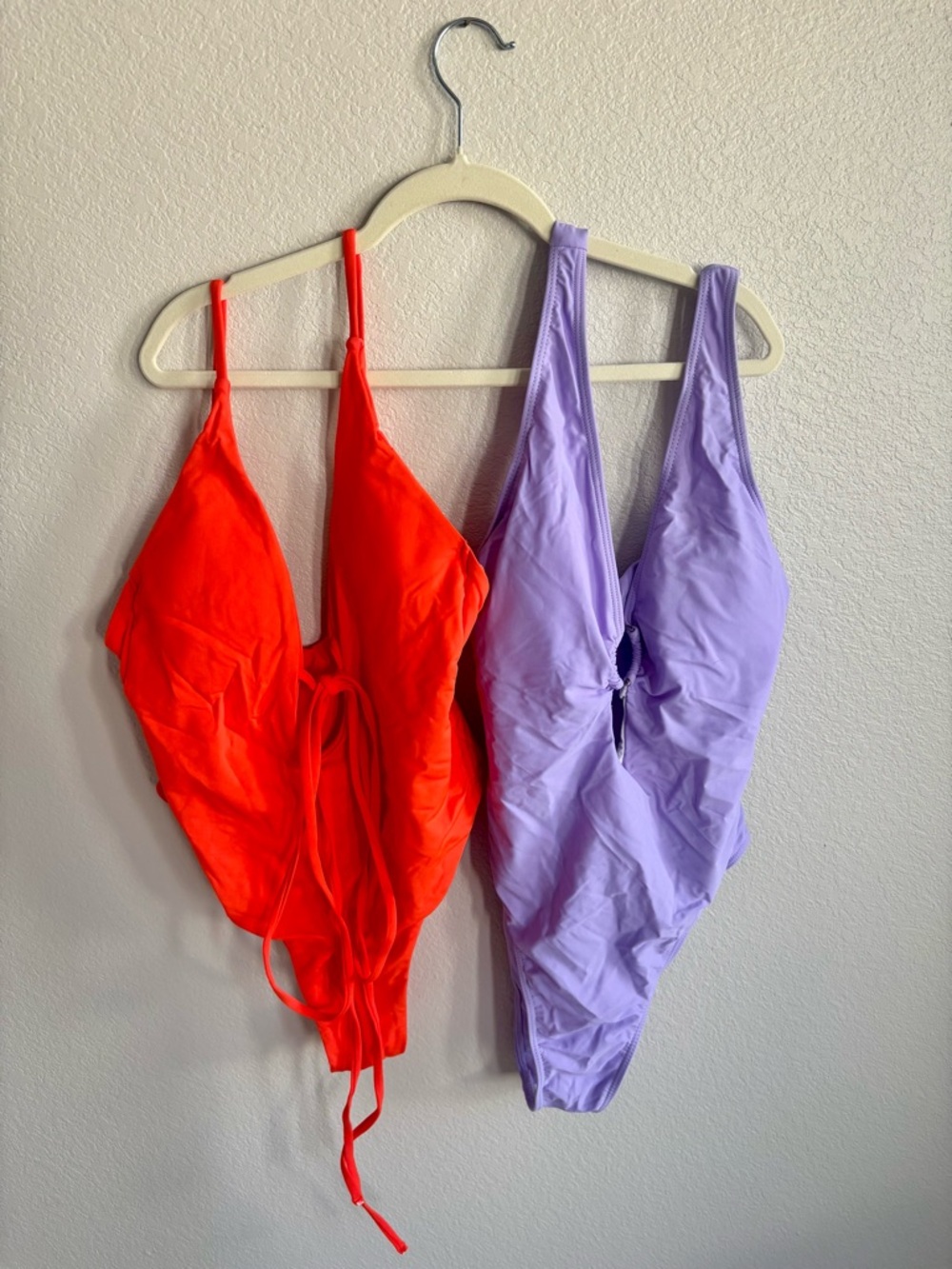 SHEIN Neon Orange & Lavender One-Piece Swimsuits